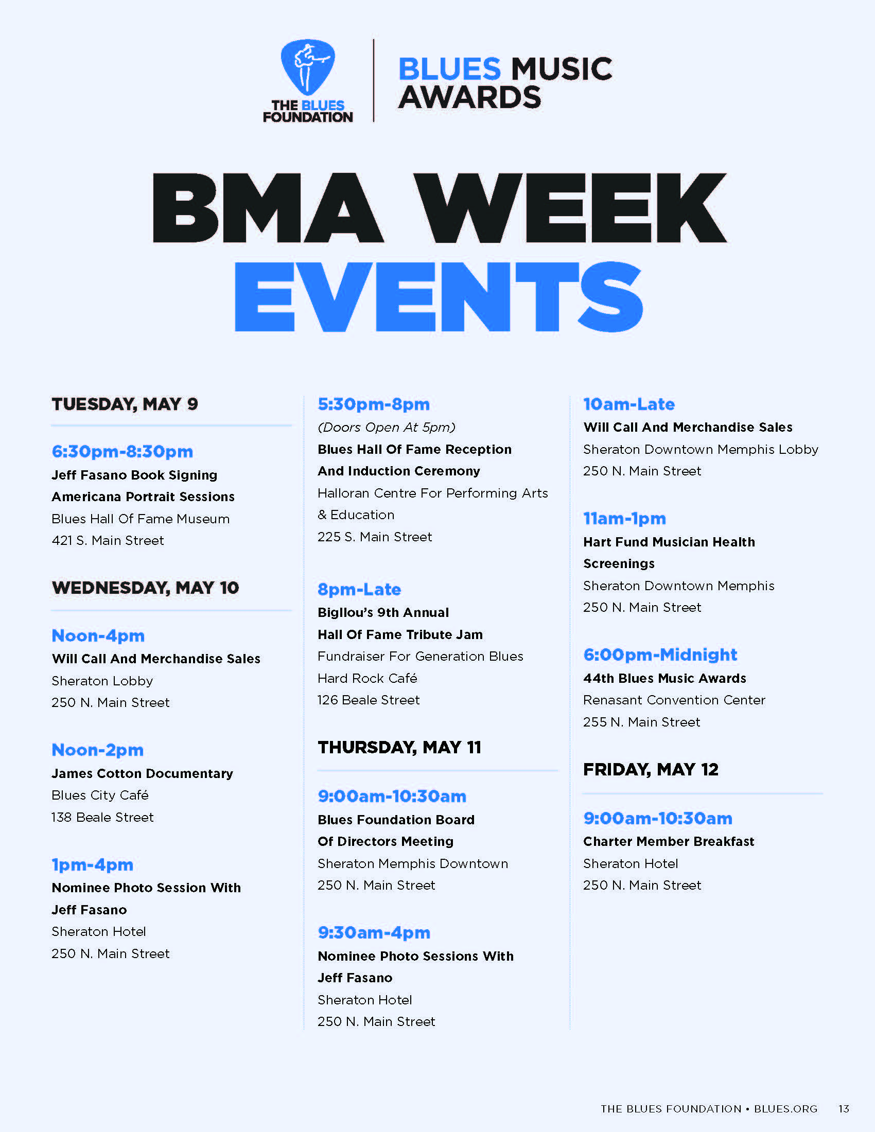 2023 Blues Music Awards Week Events Schedule Blues Foundation